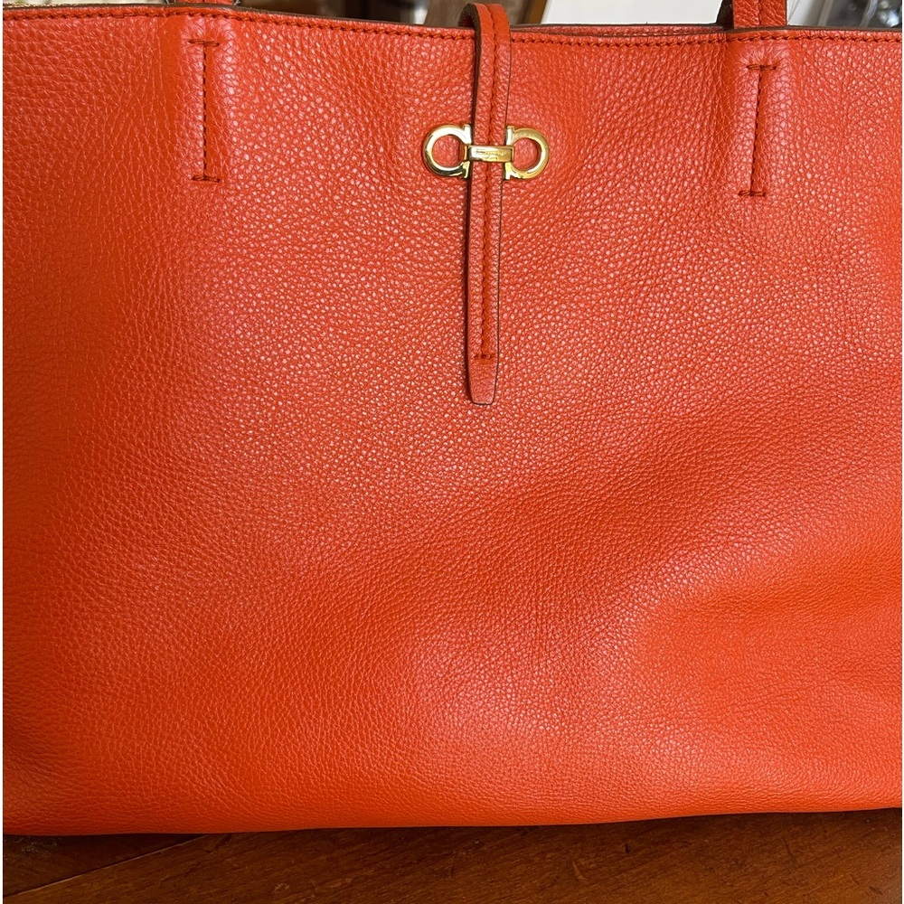 Salvatore Ferragamo Orange gancini buckle closure bucket bag